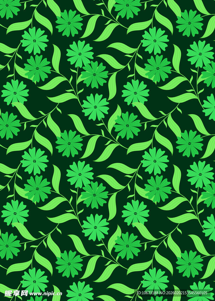 绿色花卉图案背景纹理