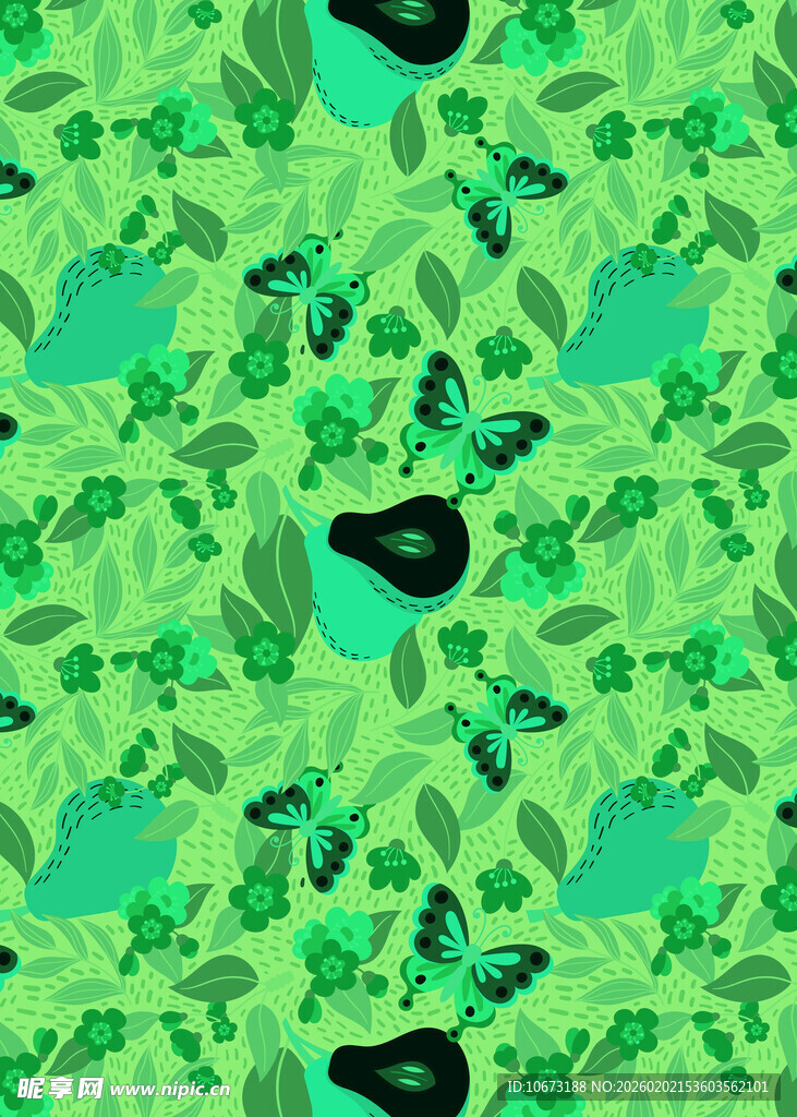 绿色植物图案无缝背景