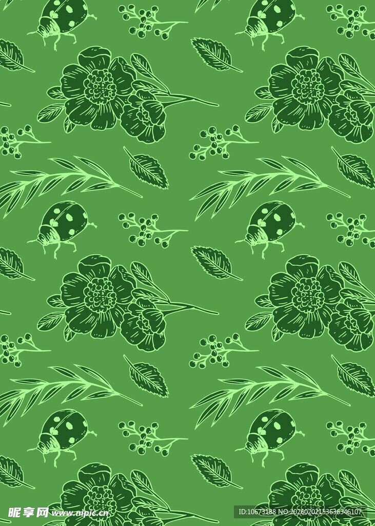 绿色花卉图案背景纹理