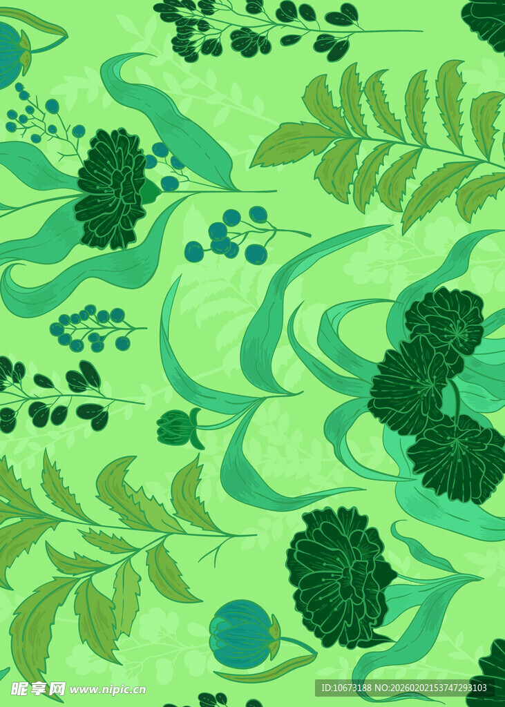 清新绿植图案背景