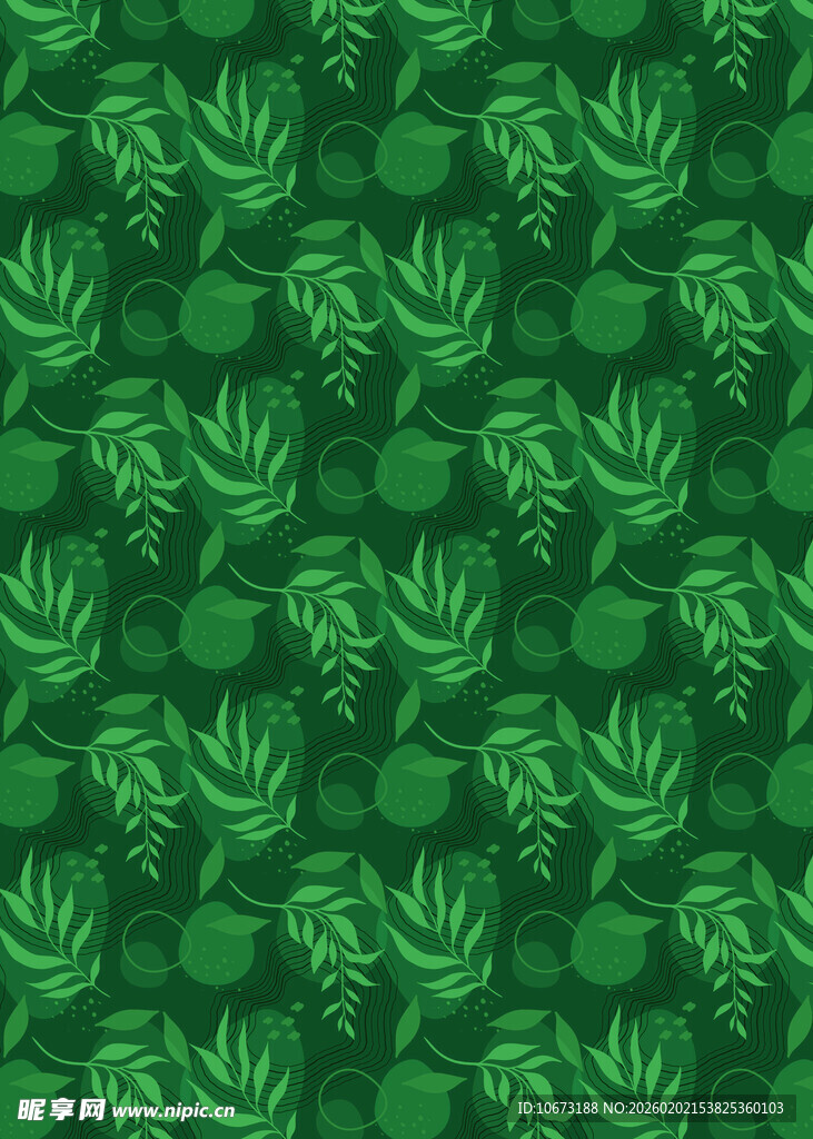 绿色热带植物无缝图案
