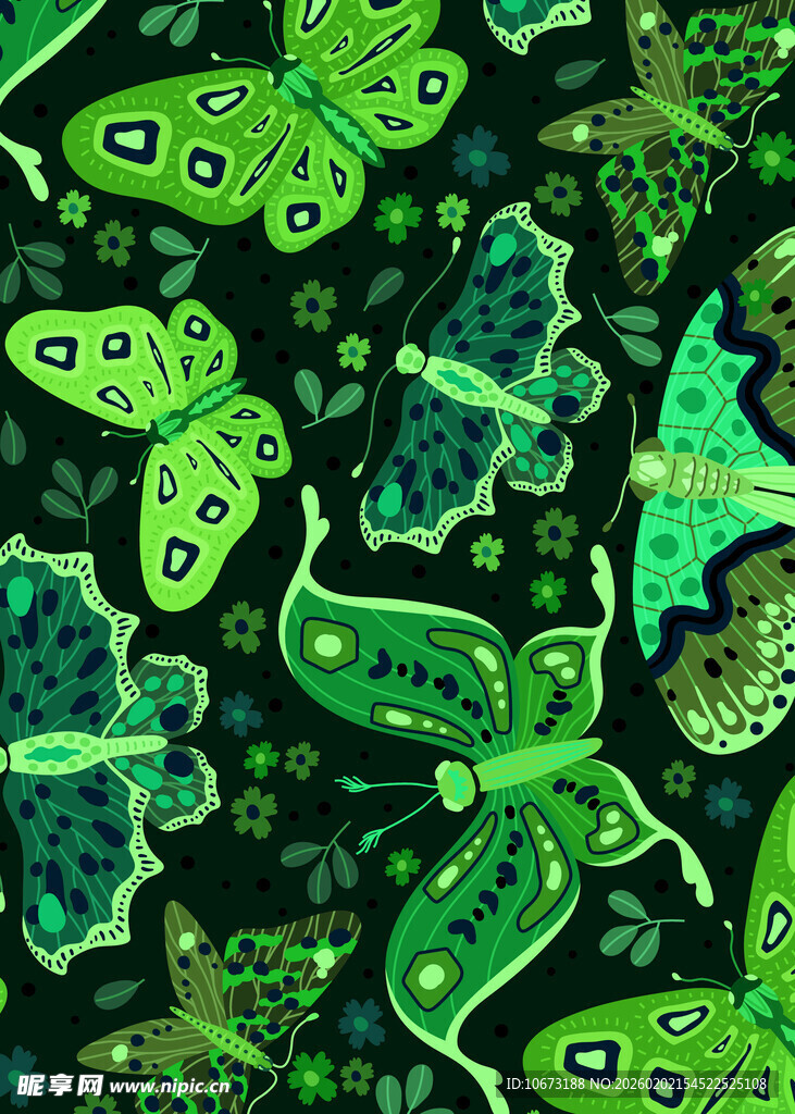 绿色蝴蝶图案背景纹理