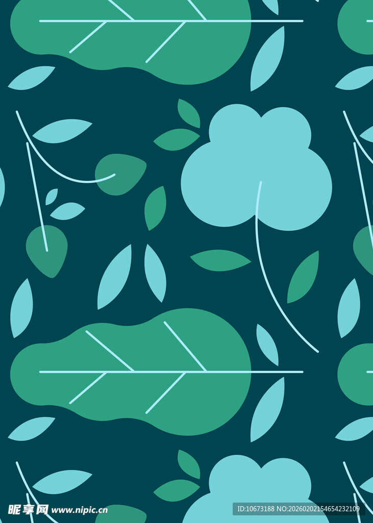 清新绿植无缝图案设计