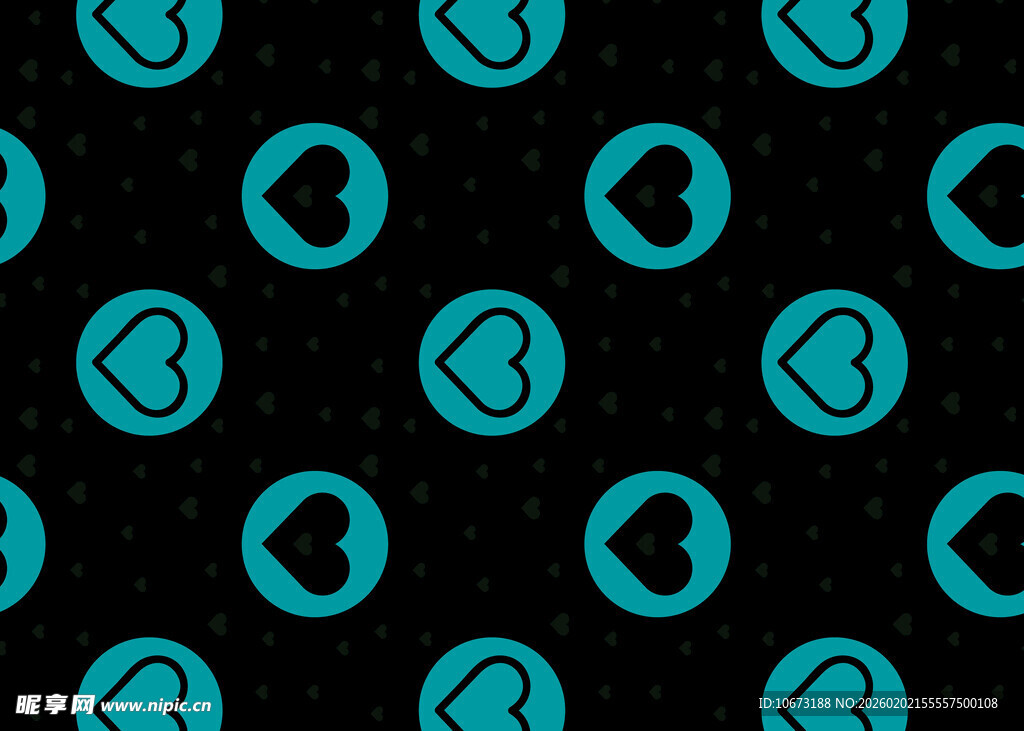 蓝心黑底无缝图案