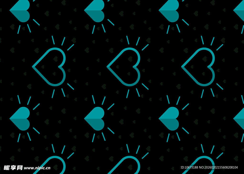 蓝心黑底几何图案背景