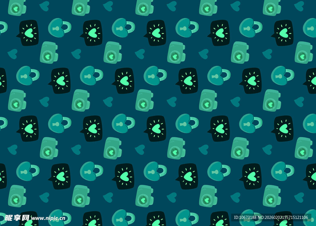 蓝绿背景卡通图案纹理