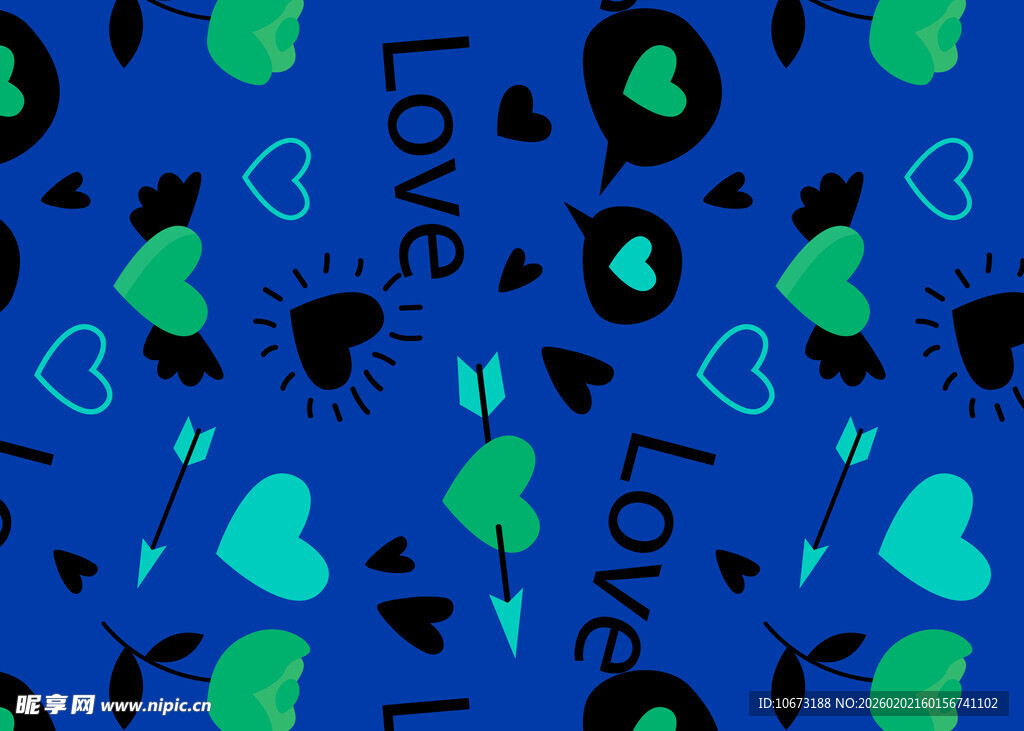 蓝色爱心图案背景纹理