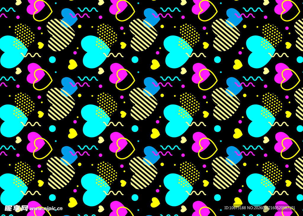 多彩心形图案背景纹理