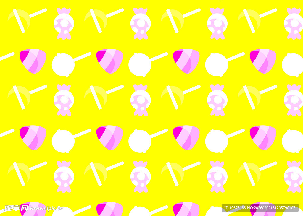 黄色背景糖果图案无缝纹理