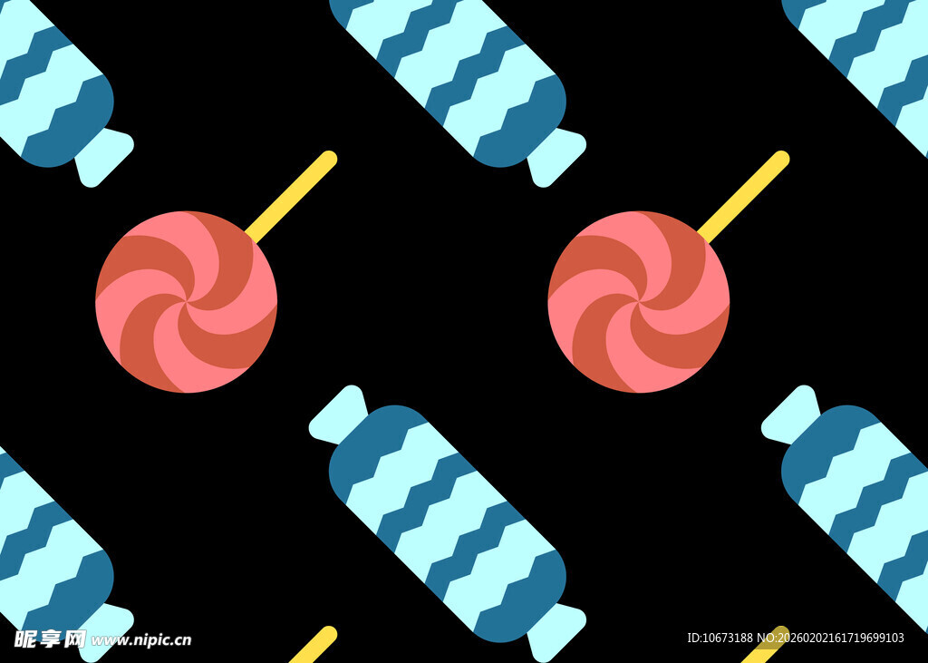 黑色背景上的糖果图案
