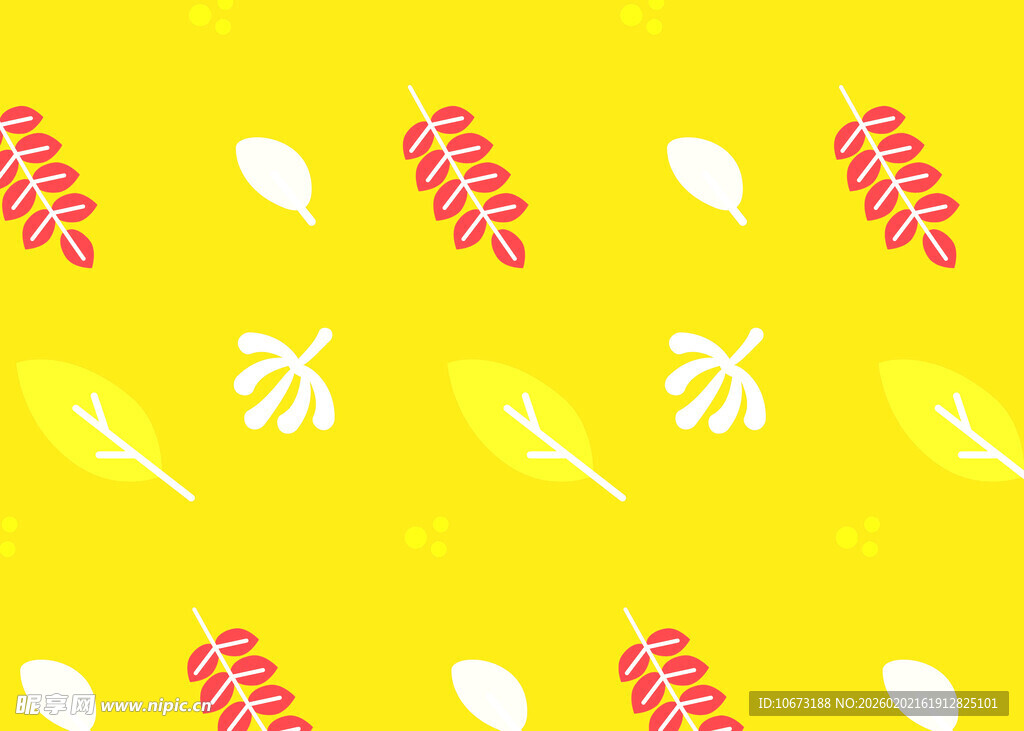 黄色背景热带植物图案