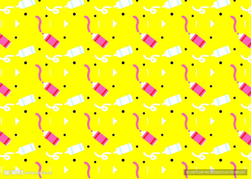 黄色背景粉色图案无缝纹理