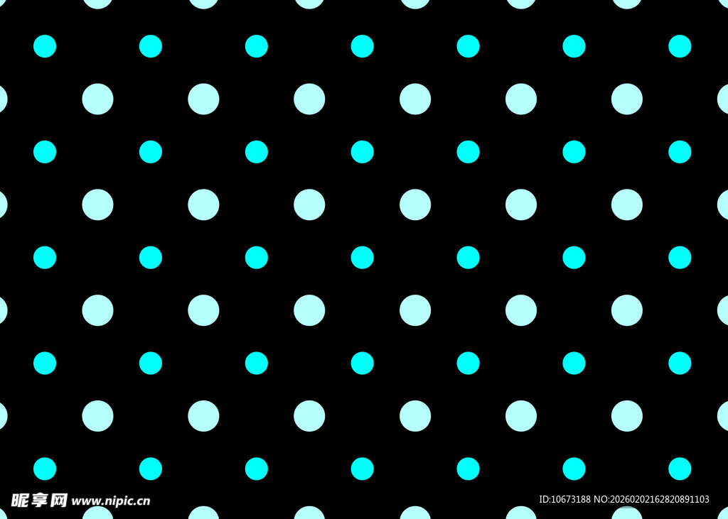 黑色底蓝白波点图案