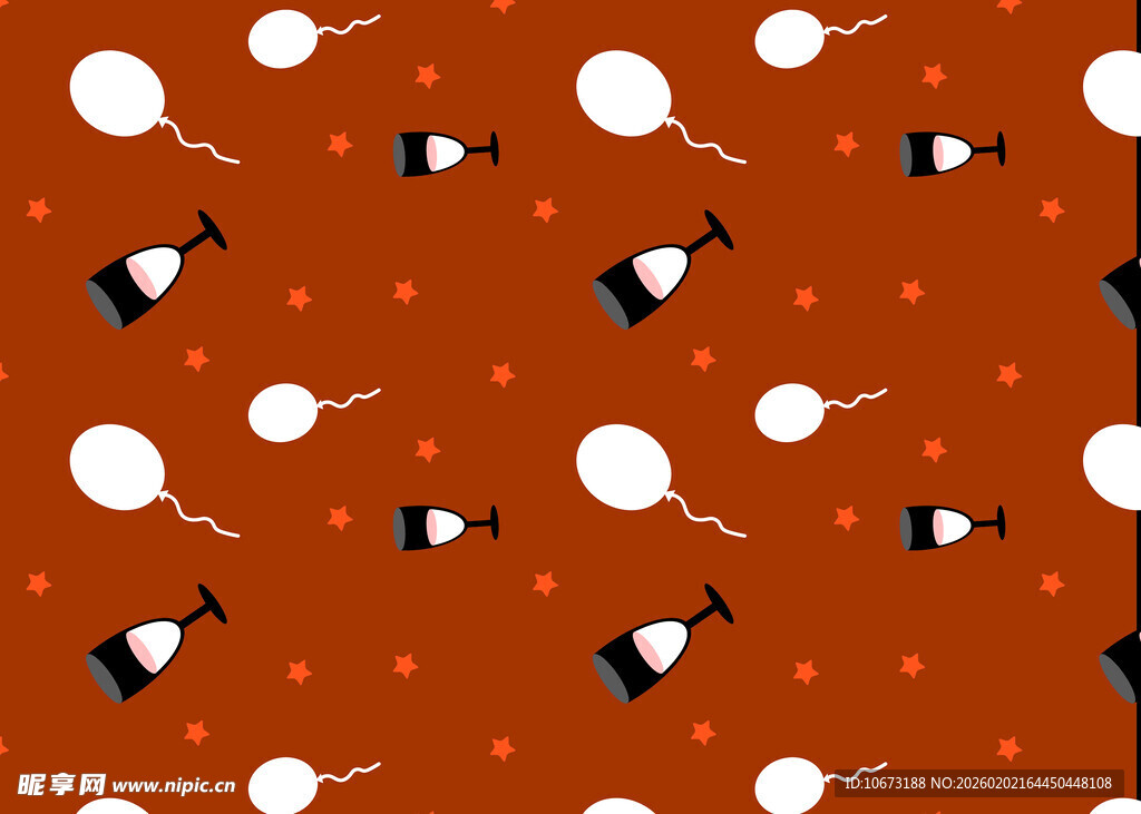 红色背景酒杯气球图案