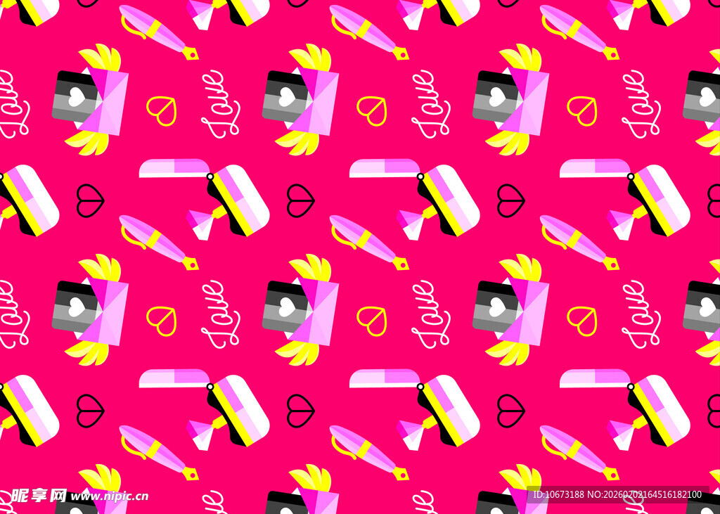 粉色卡通文具图案背景