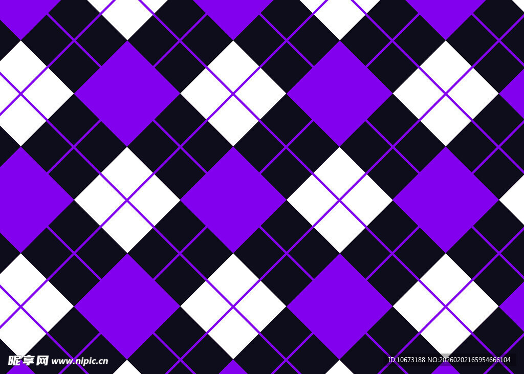 紫白黑菱形格纹图案