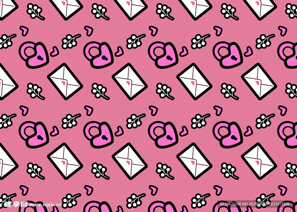 粉色背景卡通图案无缝纹理