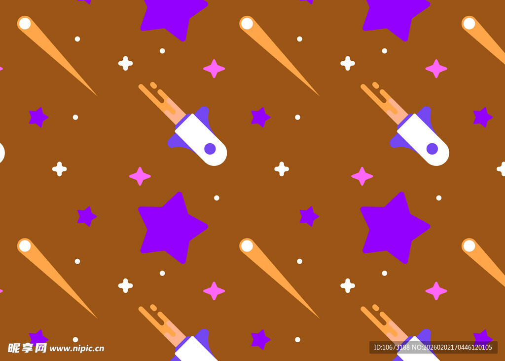 火箭星星图案的多彩背景