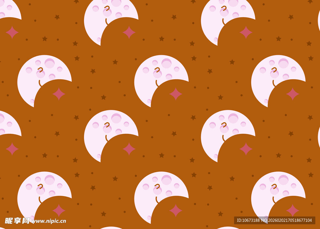 棕色底月亮星星图案背景