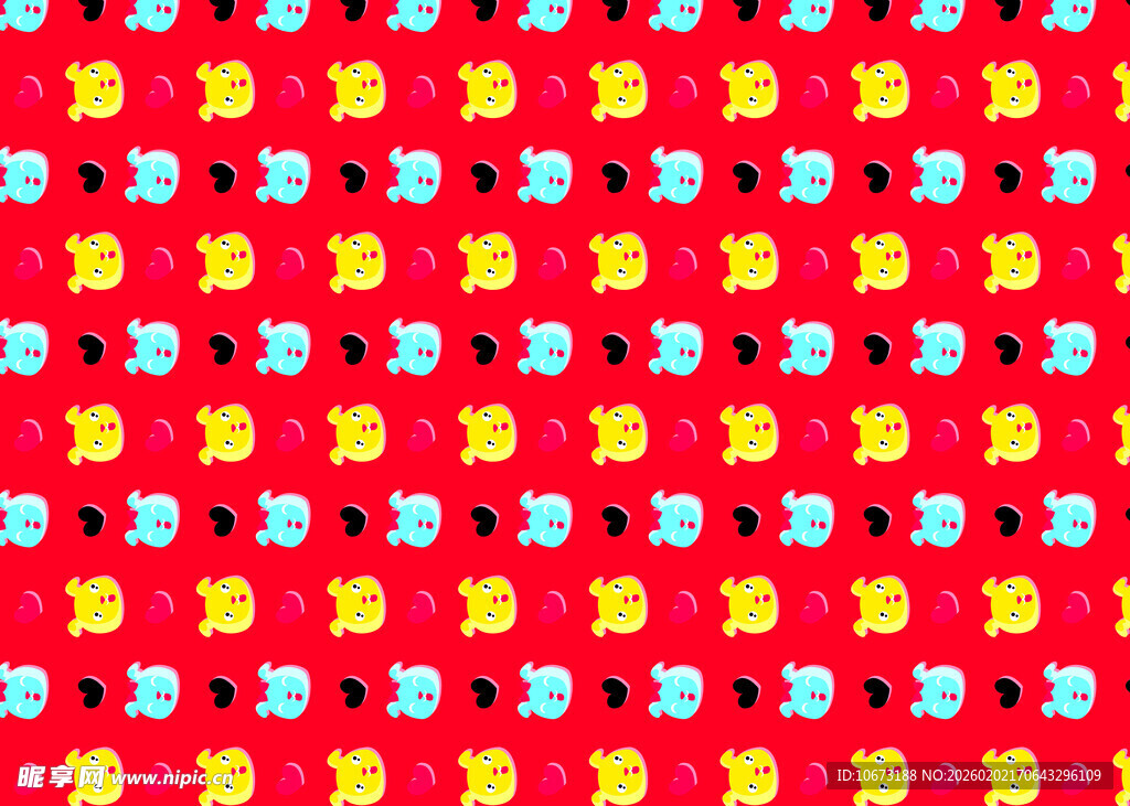 红色背景卡通图案纹理