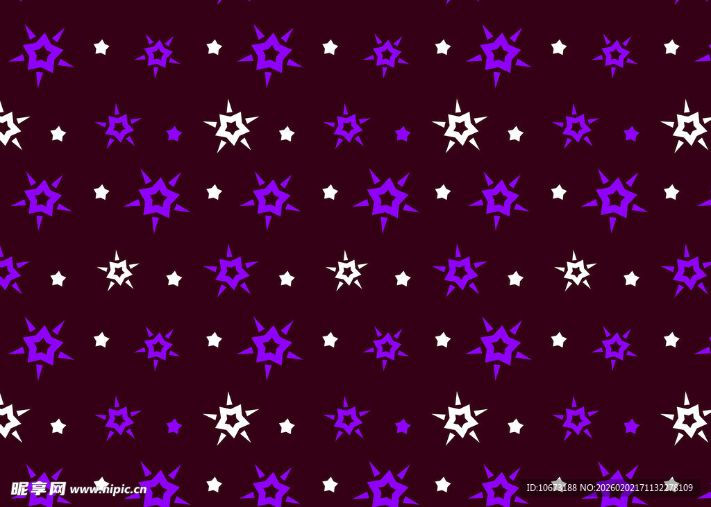 紫色花卉星星图案背景