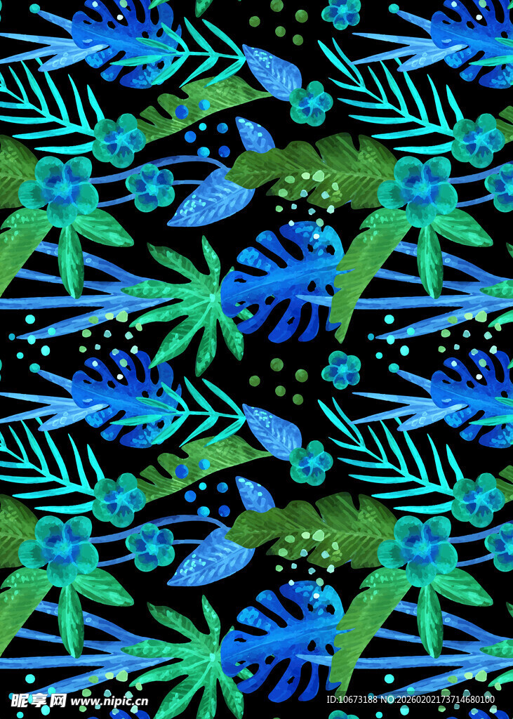 热带植物风抽象图案设计