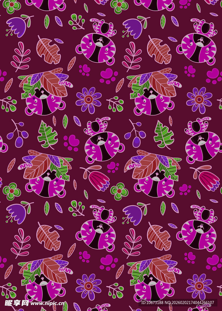 多彩花卉图案背景纹理