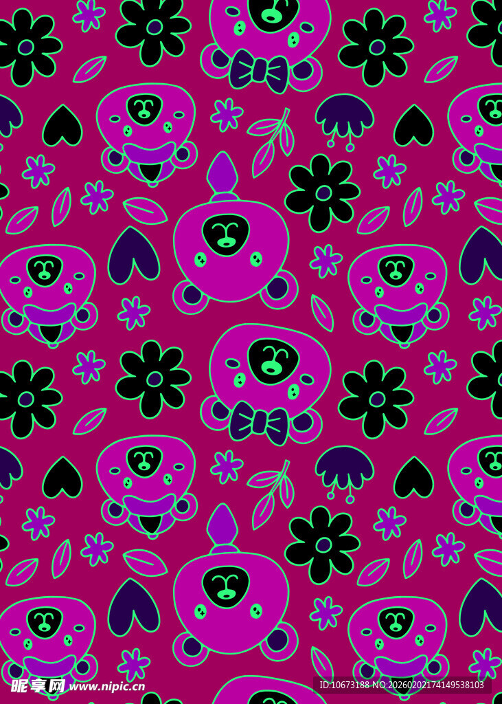 粉色骷髅花卉图案背景