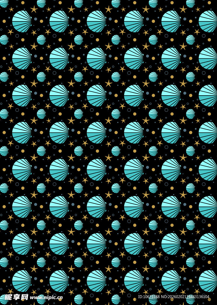 蓝色圆点黑色背景图案