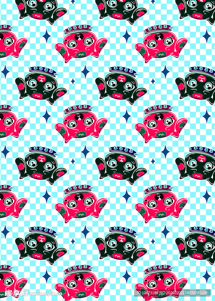 红蓝图案无缝背景纹理