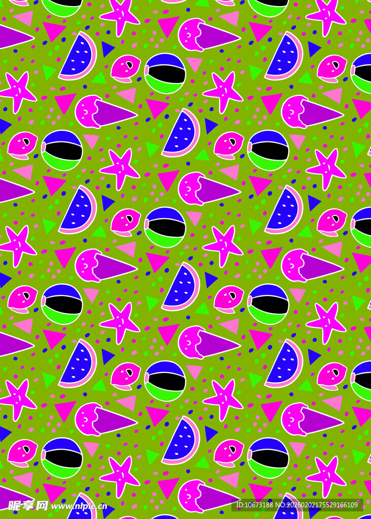 多彩花卉与几何图案背景