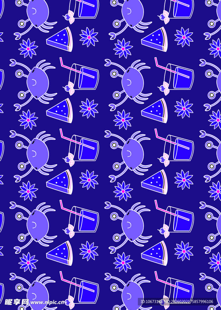 紫色圣诞元素无缝图案