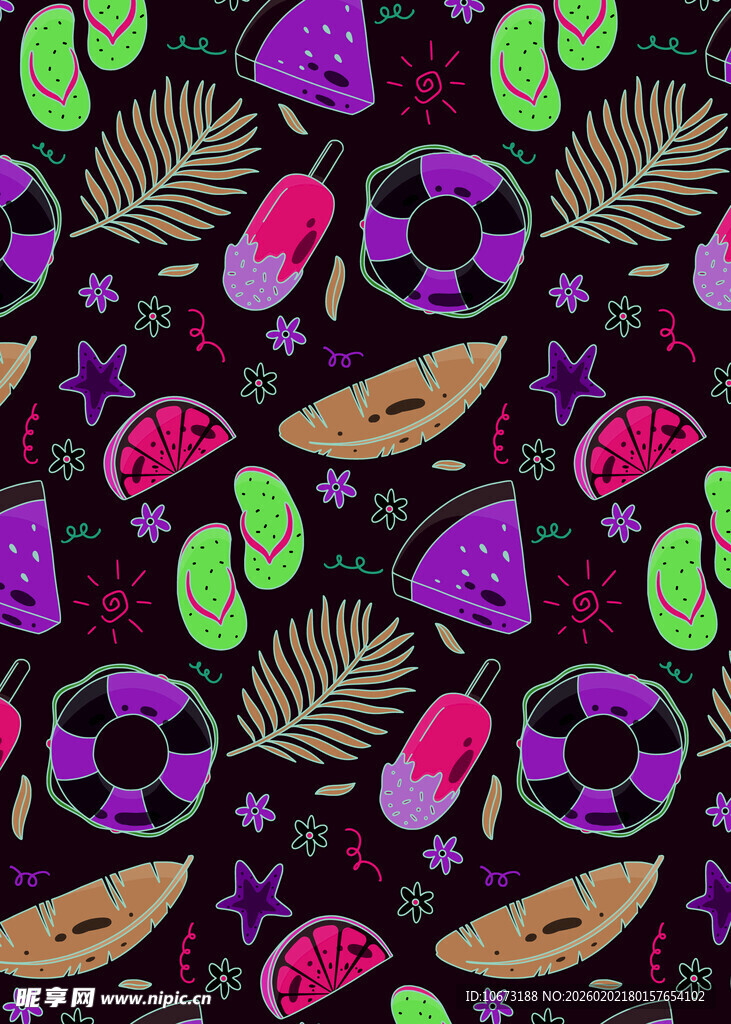 多彩夏日水果图案背景