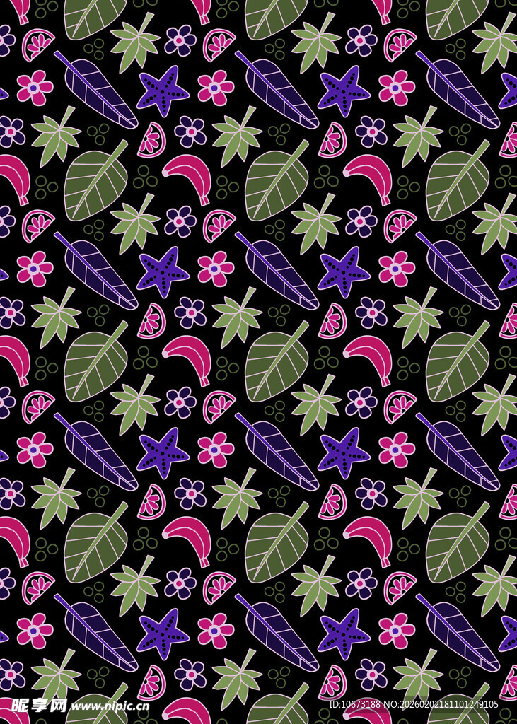 多彩花卉藤蔓图案纹理