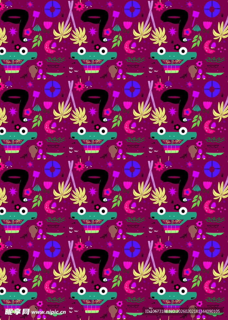 多彩卡通图案背景纹理