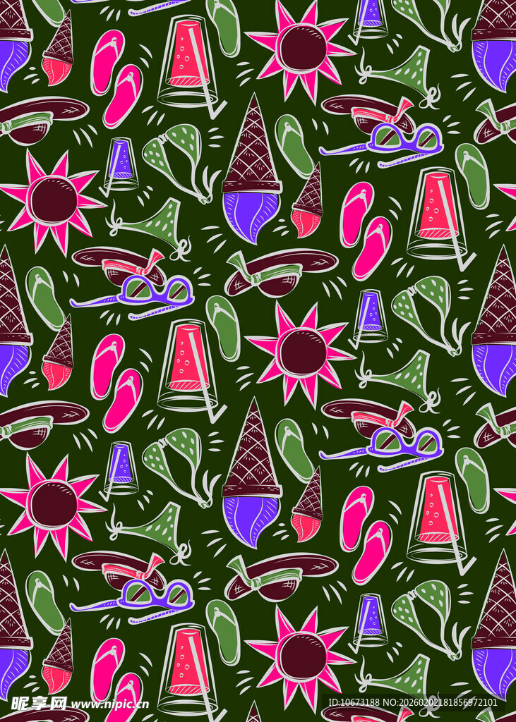 多彩植物图案无缝背景