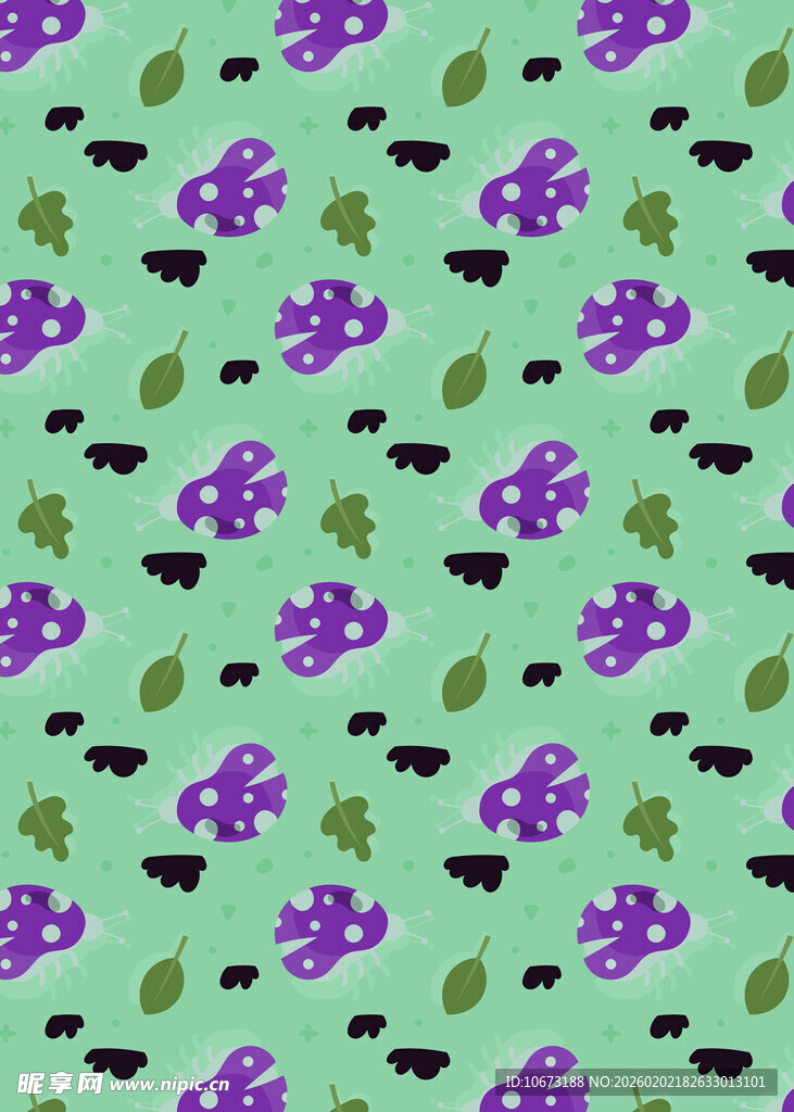 绿色底紫色图案装饰背景