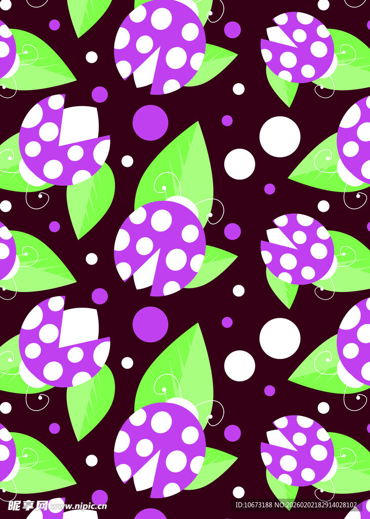 紫色浆果绿叶图案背景