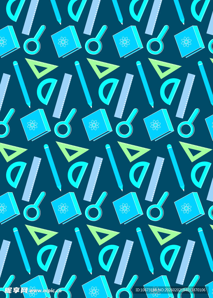 蓝色文具图案背景设计