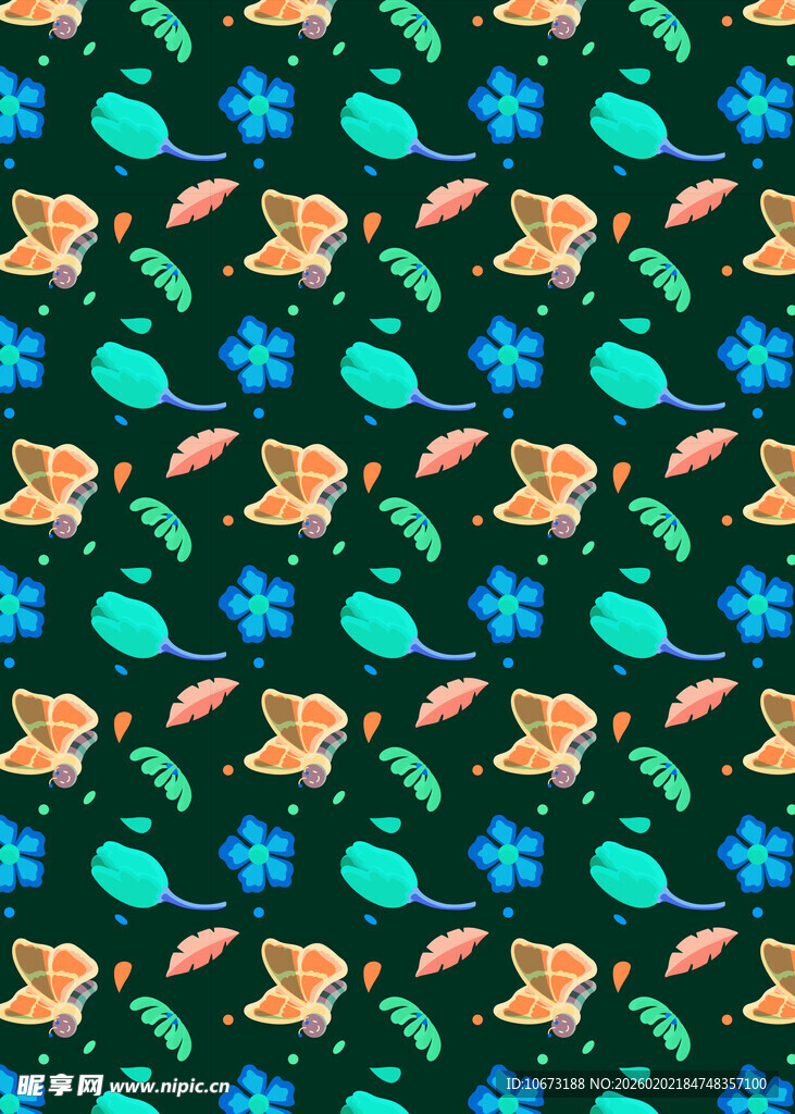 多彩花卉动物图案背景