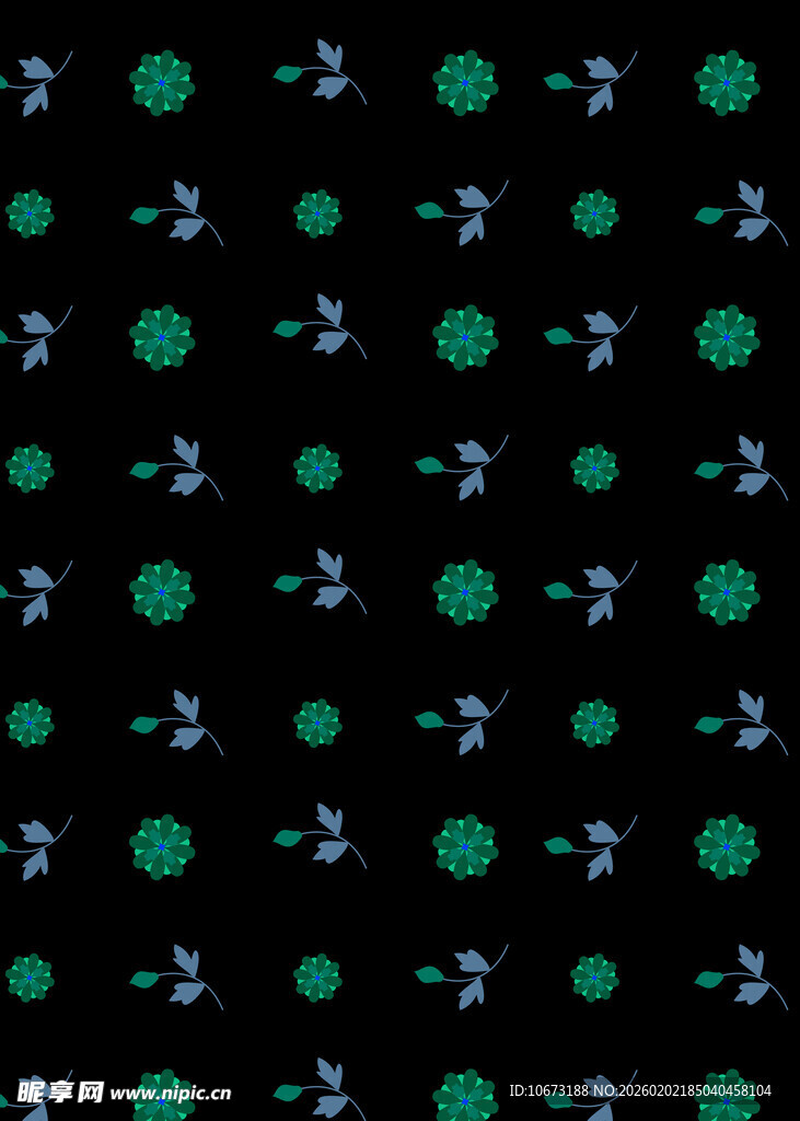 黑色底绿色图案几何花纹