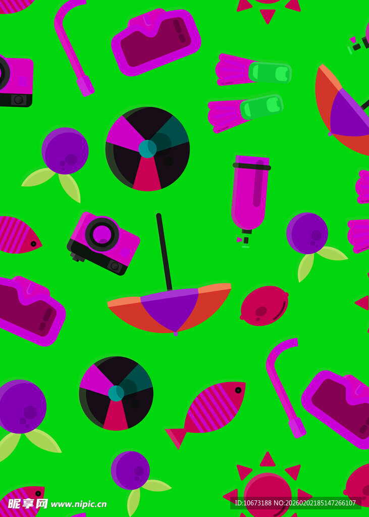 夏日度假元素无缝图案