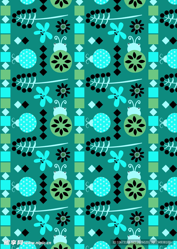 蓝绿色几何图案无缝背景