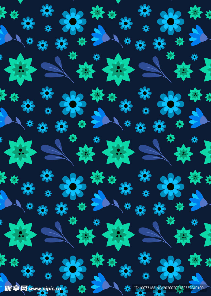 蓝绿花卉图案背景