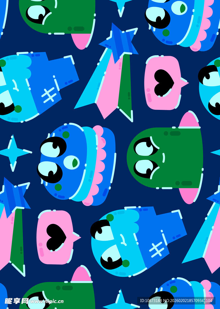 卡通风格多彩图案背景