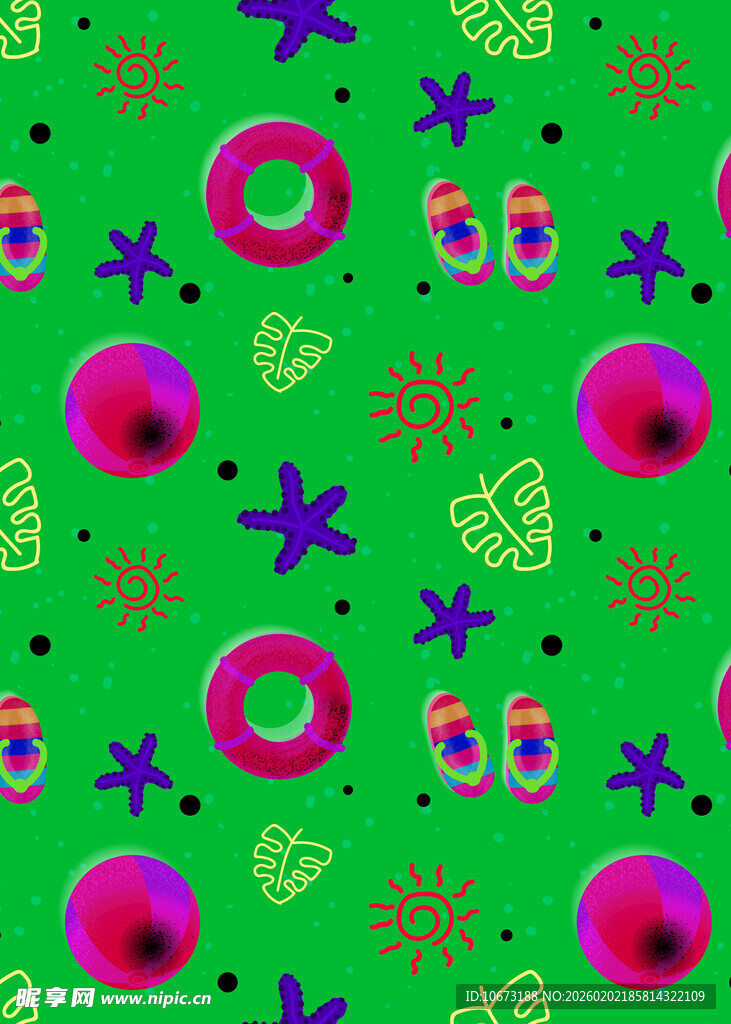 绿色背景多彩图案无缝纹理