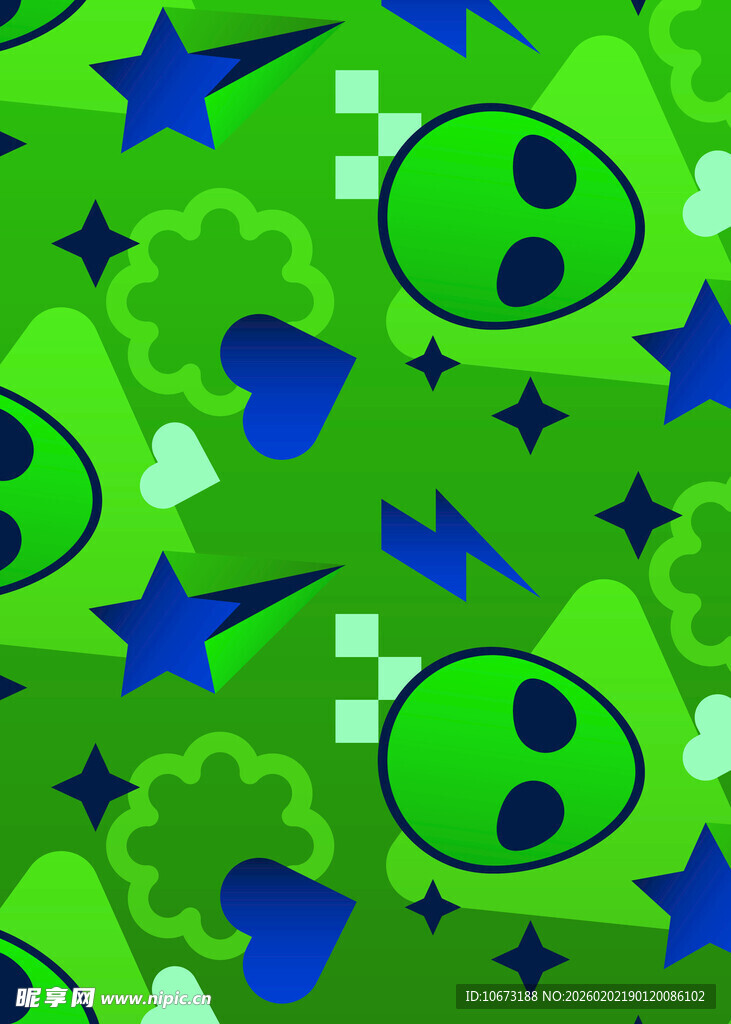 绿色卡通图案背景纹理