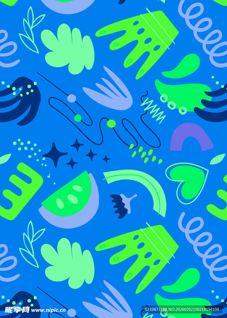 梦幻蓝绿抽象图案背景