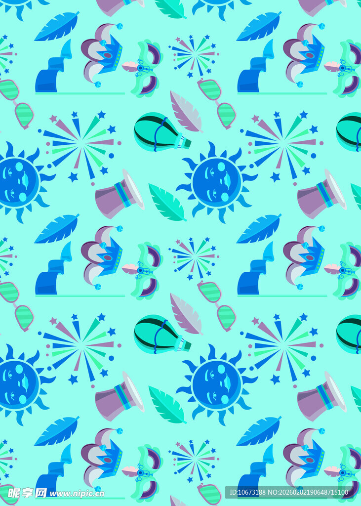 海洋元素无缝图案背景