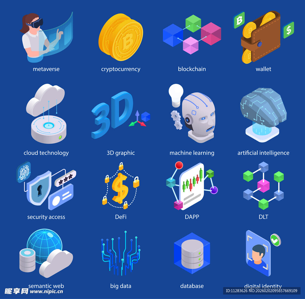 3D科技元素图标集合